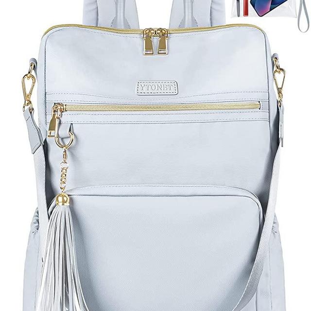Backpack Purse For Women, 15.6 Inch Travel Laptop Backpack For Women With USB Charging Port, Waterproof Anti Theft College Backpack School Bookbag With Tassel For Ladies/Girls/Teacher/Nurse, Blue