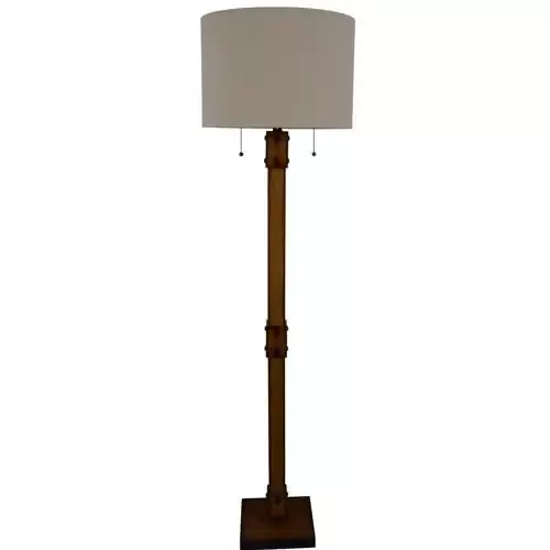 allen + roth 61-in Faux Wood Shaded Floor Lamp