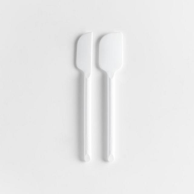 Crate & Barrel White Silicone and Stainless Steel Mini Spatulas, Set of 2 (Color: White)