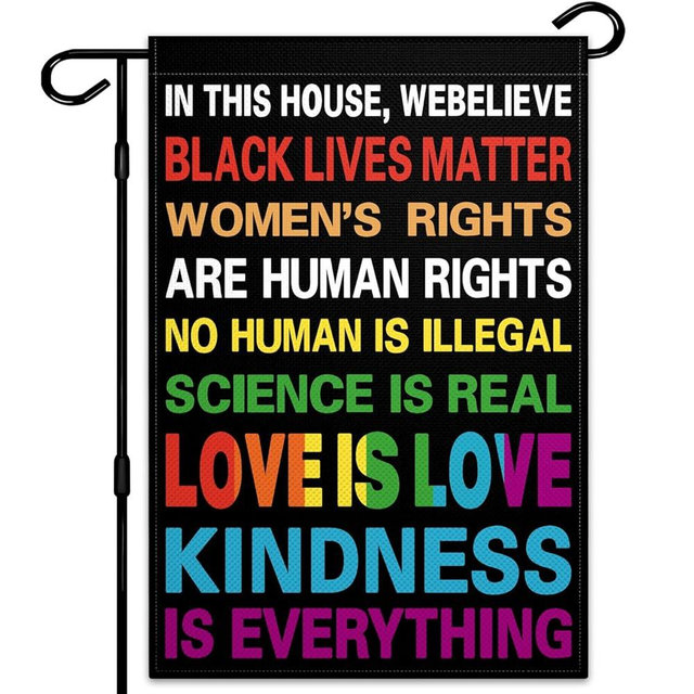 Pride Garden Flag 12x18 Inch In This House We Believe Yard Sign Garden Flag Science Is Real Black Lives Matter Garden Flags for Outside House Yard Garden Decor