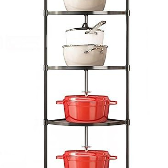 ZIGAMA 8-Tier Kitchen Pot Rack, Cookware Stand Storage Organizer ，Multi-Layer Corner Shelf Stand Metal Shelves for Kitchen