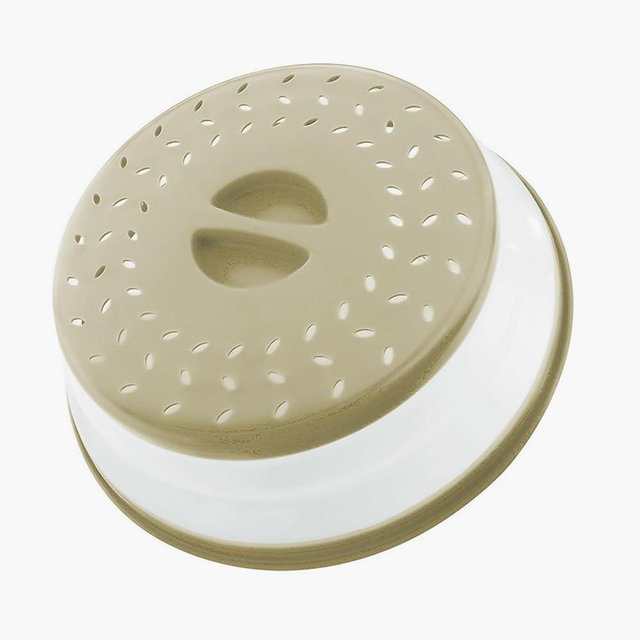 Collapsible Microwave Splatter Cover, 10.5 Inch, Dishwasher-safe, Microwave Plate Cover With Steam Vent，BPA-Free Silicone & Plastic (Beige grey)