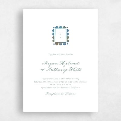 Rich Sage, Blue Wedding Invitation - Fayvel Classic