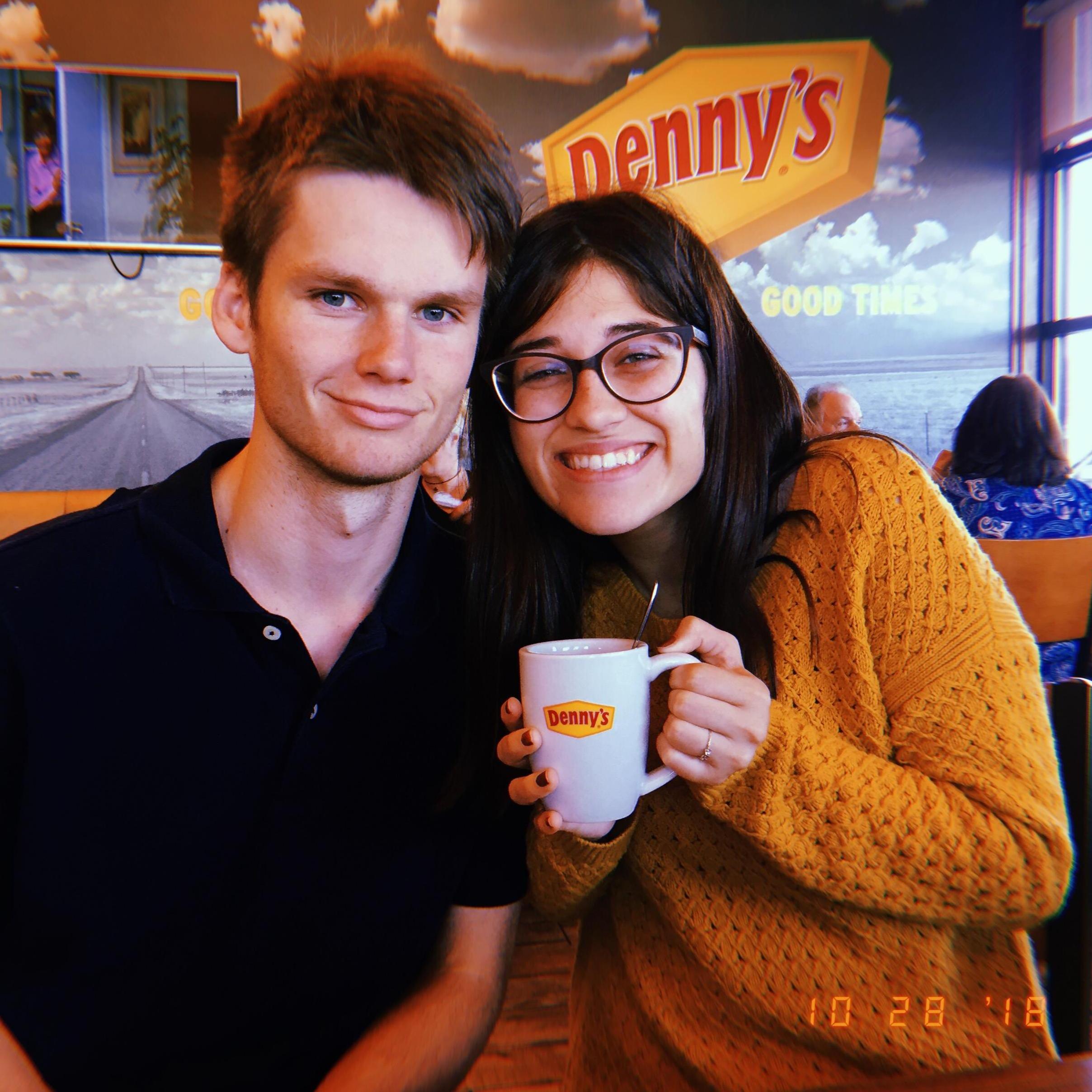 October 28, 2018: Denny's double date with Kate and Christian (because, really, who could imagine it being any different?).