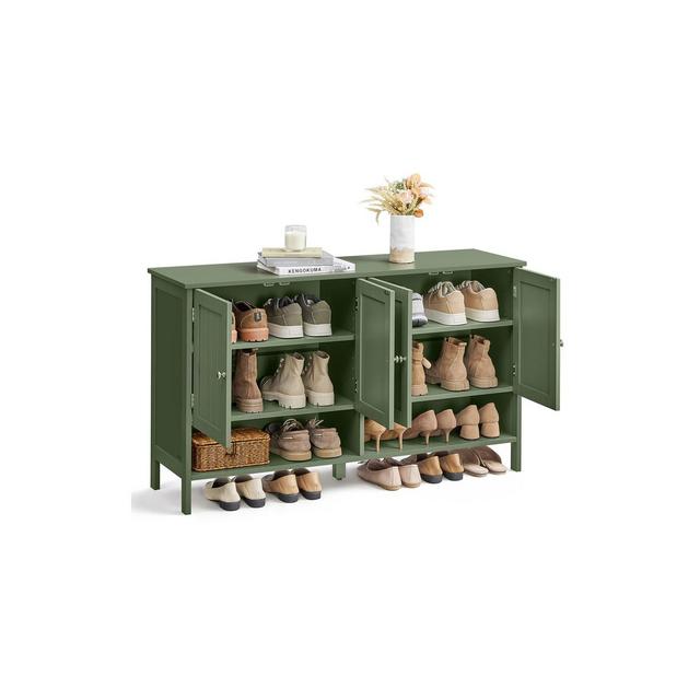 VASAGLE Modern Country Shoe Cabinet, 3-Tier Shoe Organizer, Forest Green Shoe Shelf - Stylish and Functional Storage Solution for Entryway Green