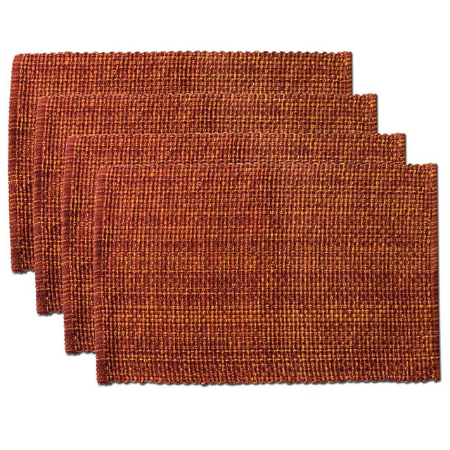 Sweet Home Collection 100% Cotton Placemats for Dining Room Rectangle Two Tone Woven Fabric 13" x 19" Soft Durable Table Mat Set, Set of 4, Rust