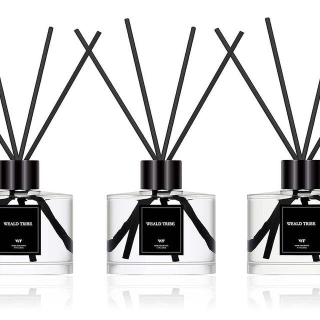 Reed Diffuser Set of 3 for Bathroom Air Fresheners, Oil Diffuser Sticks | Fresh Linen, Ocean, Eucalyptus & Mint Scent(1.7 fl oz Each Pack) Fragrance with 12 Sticks Defusers | Shelf Decor