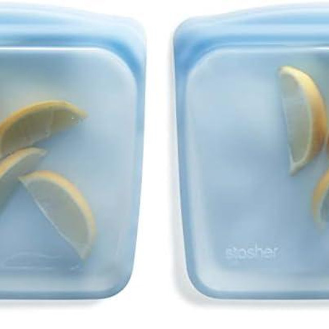 Stasher Premium Silicone Reusable Food Storage Sandwich Bag, Blue, Microwave, Sous Vide, Dishwasher, Oven and Freezer Safe, BPA Free, Leak-free, Eco-friendly, 28 Oz (Pack of 2)