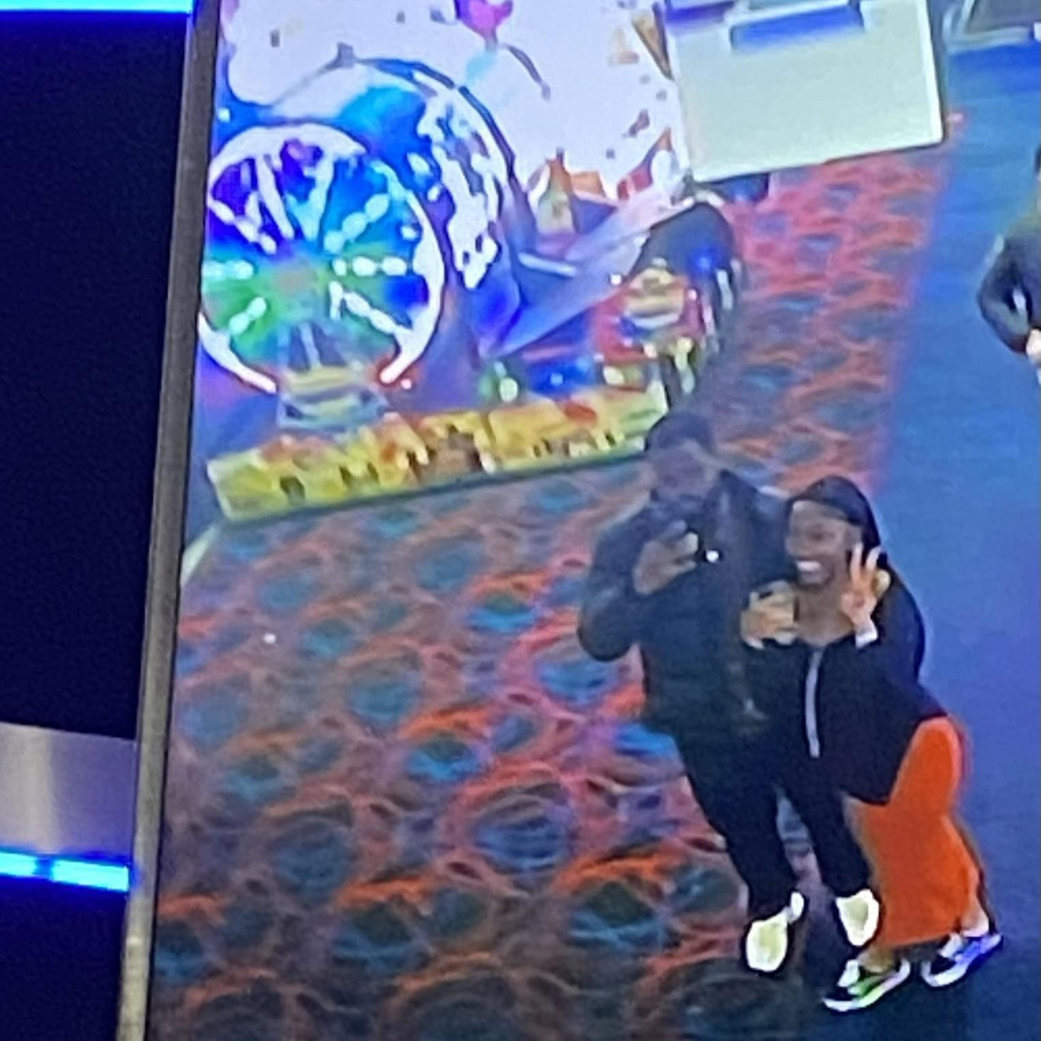 Our first picture taken together at an arcade on the cc tv.