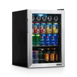19 in. 126 (12 oz) Can Freestanding Beverage Cooler Fridge with Adjustable Shelves - Stainless Steel