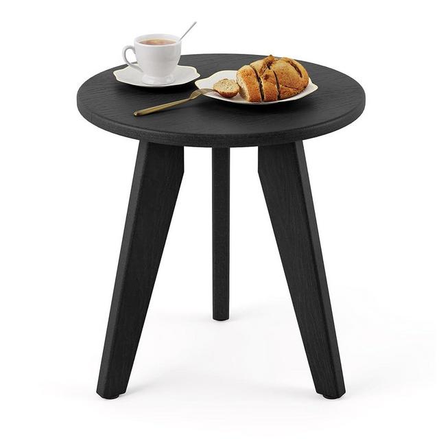 Homenjoy Outdoor Side Table, HDPE Outdoor Table, Small Round Side Table Weather-Resistant, Outdoor Side Tables for Patio, Porch, Deck, End Table for Plant Stand, Living Room, Bedroom, Black