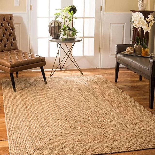 Fernish Décor Handwoven Jute Area Rug, Natural Yarn, Rustic Vintage Braided Reversible Rug (3 x 5 Feet)