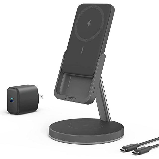 Anker Magnetic Wireless Charger, 633 MagGo 2-in-1 Wireless Charging Station, Detachable Portable Charger, Only for iPhone 13/13 Pro / 13 Pro Max / 12/12 Pro and AirPods Pro (Interstellar Gray)