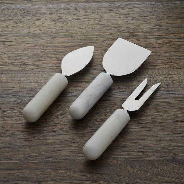 Marble Handle Cheese Knives, Set of 3