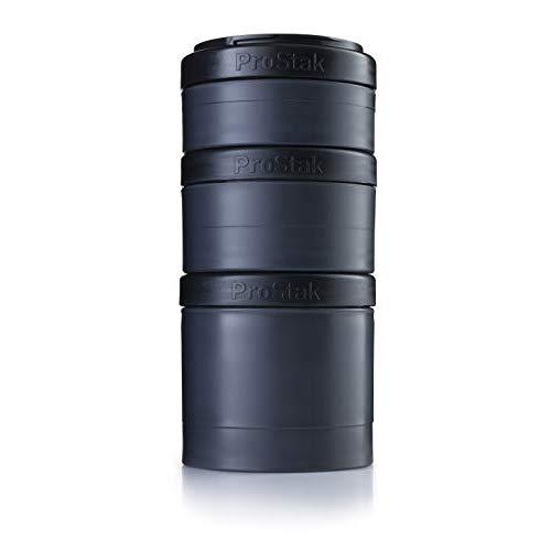 BlenderBottle C01729 pro stak ProStak Twist n' Lock Storage Jars Expansion 3-Pak with Pill Tray, 40cc, All Black
