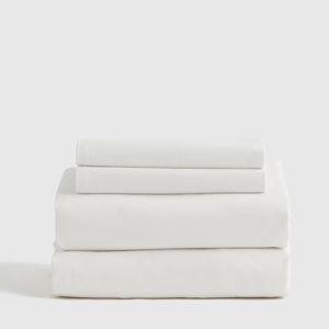 Organic Brushed Cotton Sheet Set in White (Queen)