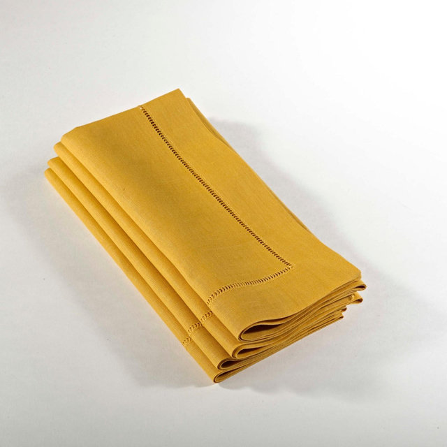 Saro Lifestyle Hemstitched Dinner Napkin , 20"x20", Mustard