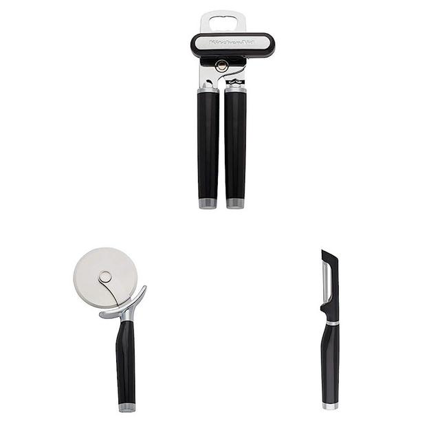 KitchenAid Classic Multifunction Can Opener/Bottle Opener, 8.34-Inch, Black & KitchenAid Classic Pizza Wheel, 9-Inch, Black & KitchenAid - KE112OHOBA KitchenAid Classic Euro Peeler, One Size Black 2