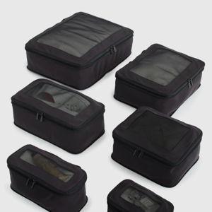 Quince Compression Packing Cubes in Black (6-pack)
