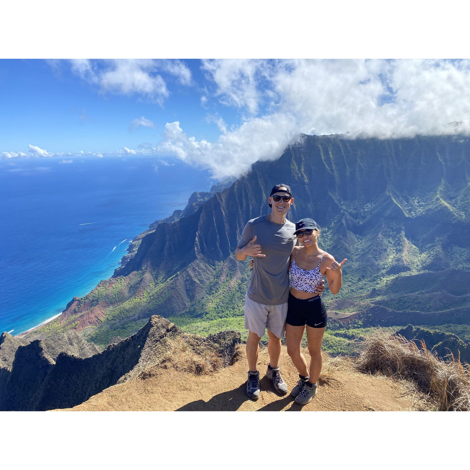 Kalepa Ridge at the Napali Coast. Little did Sam know, Jae would be proposing later this same evening!