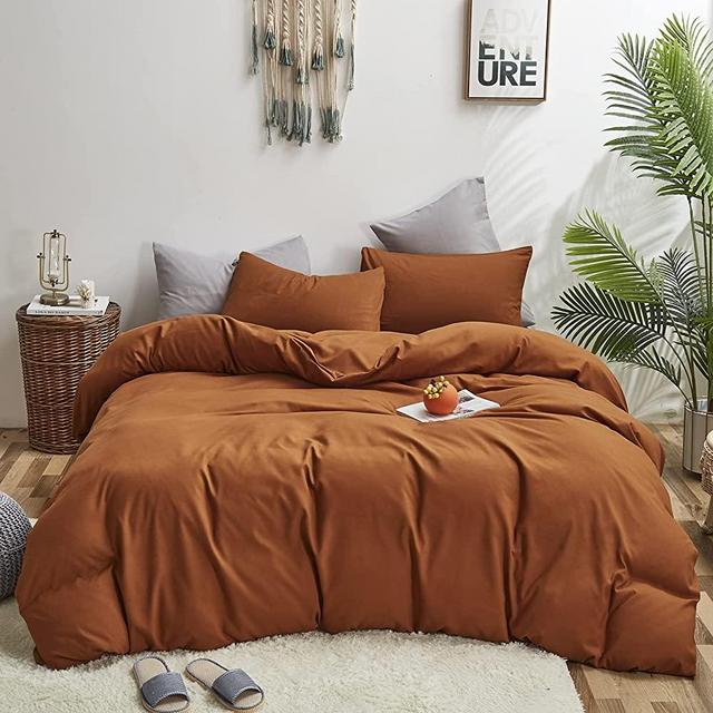 Luxlovery King Pumpkin Color Comforter Set Rust Bedding Comforter Set Burnt Orange Soft Breathable Blanket Quilts Cotton Soft Breathable Terracotta Comforter Set with 2 Pillowcases