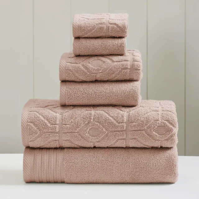 Modern Threads Diamond Gate 6-pc Yarn Dyed Towel Set, Rose