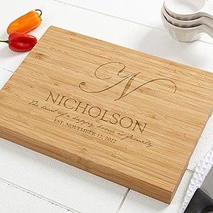 Heart Of Our Home Personalized Bamboo Cutting Board- 14x18