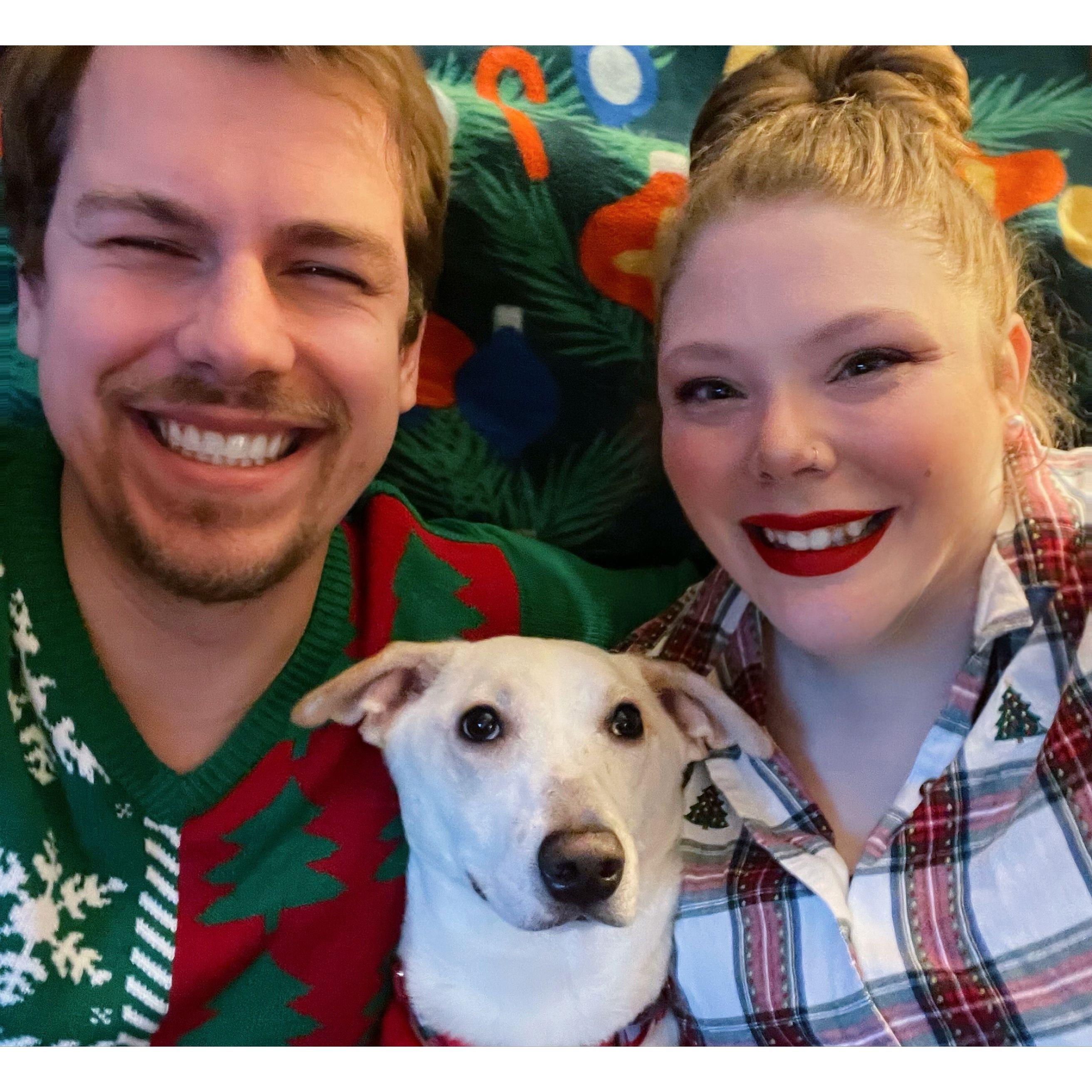 Our first family Christmas picture, complete with our baby girl, Tilly!