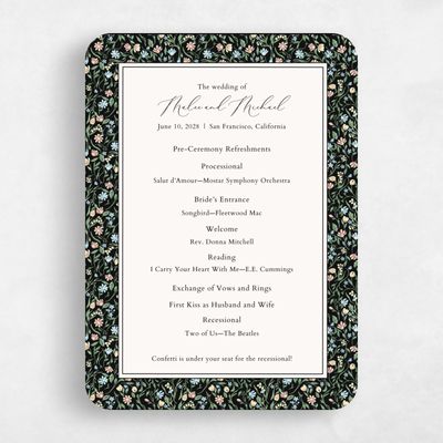 Black Rounded Wedding Program - Ariella