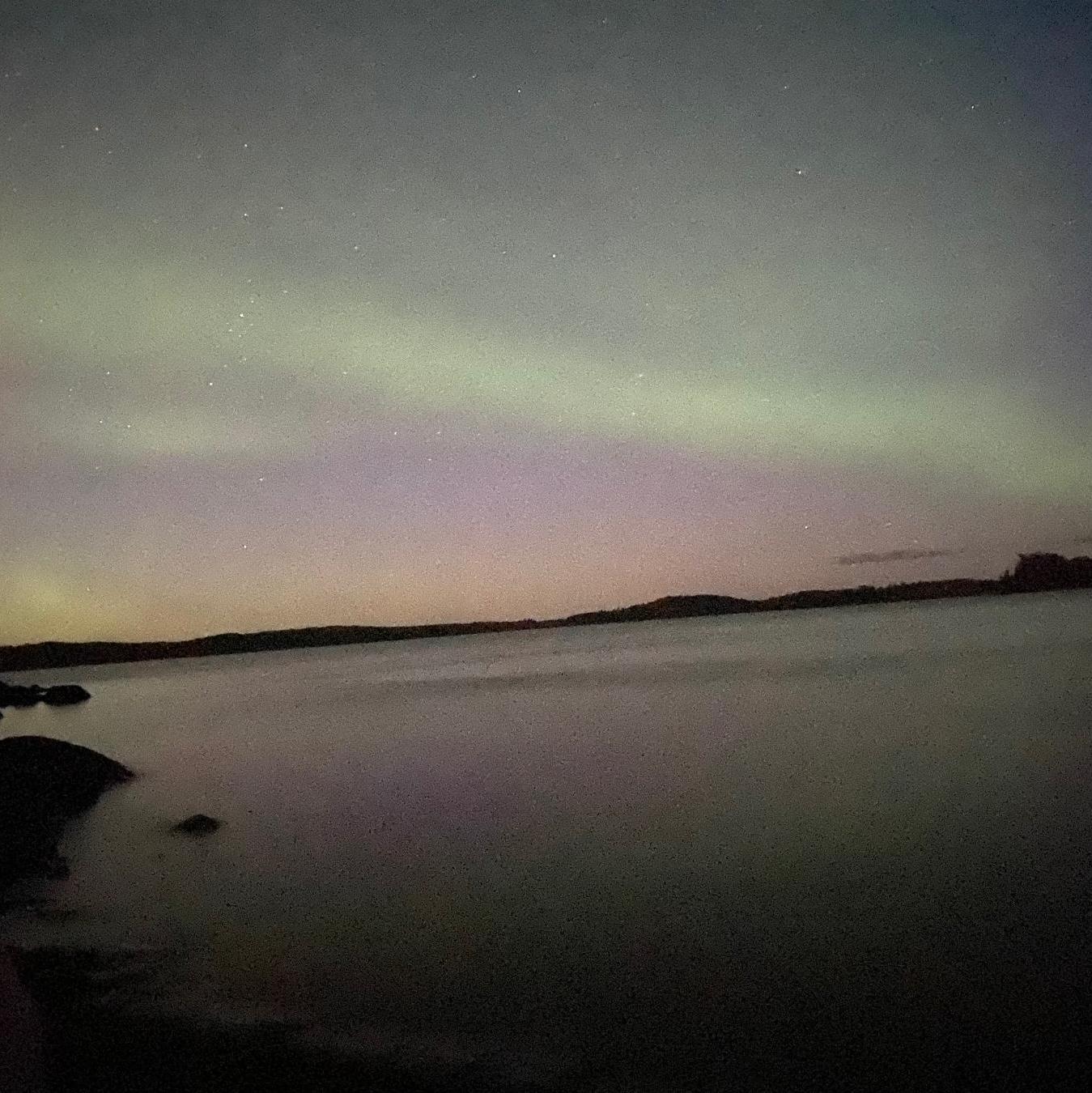 The northern lights we saw on our trip to the BWCA where we got engaged.