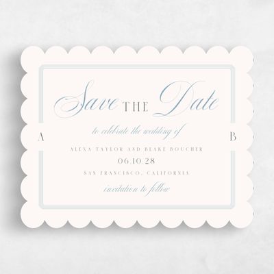 Blue Scalloped Wedding Save the Date - Felicity Type