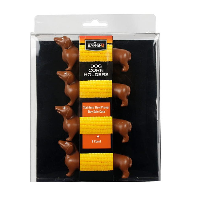 Mr Bar-B-Q Dog Corn Cob Holders Stainless Steel Prongs 4 Pairs W/Safe Cases