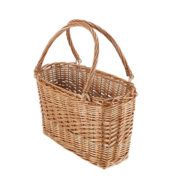 Natural Wicker Picnic Basket with Handle - Woven Willow Basket for Eggs, Candy, Groceries, Flowers, Gifts, Home & Outdoor Storage, 13x6x8 inches