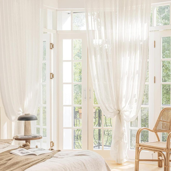 Linen Sheer Curtains, 96 inches Long
