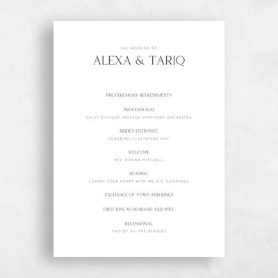 White Wedding Program - Sharpe
