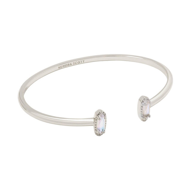 Kendra Scott Emma Dichroic Glass Rhodium Over Brass Cuff Bracelet - Silver: Open Design, Dichroic Glass Material