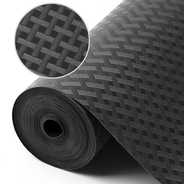 StaHom Shelf Liners for Kitchen Cabinets Refrigerator Liners Waterproof & Oil-Proof Kitchen Cupboard Liner Non-Slip Drawer Mats EVA Non Adhesive Fridge Liner for Shelves - Black 11.8 x 118 Inch