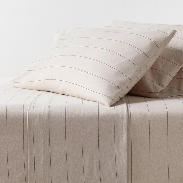Queen Cotton Jersey Sheet Set White Striped - Threshold™