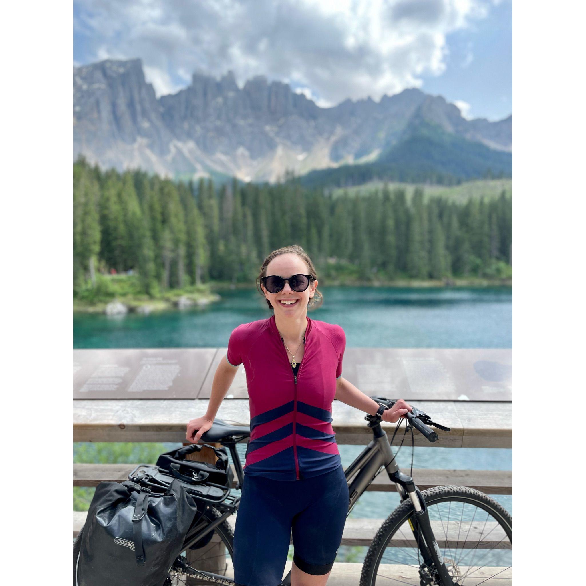 After climbing up about 2000ft of elevation gain, we took a nice long break to recharge at Lago Di Carezza. August, 2021