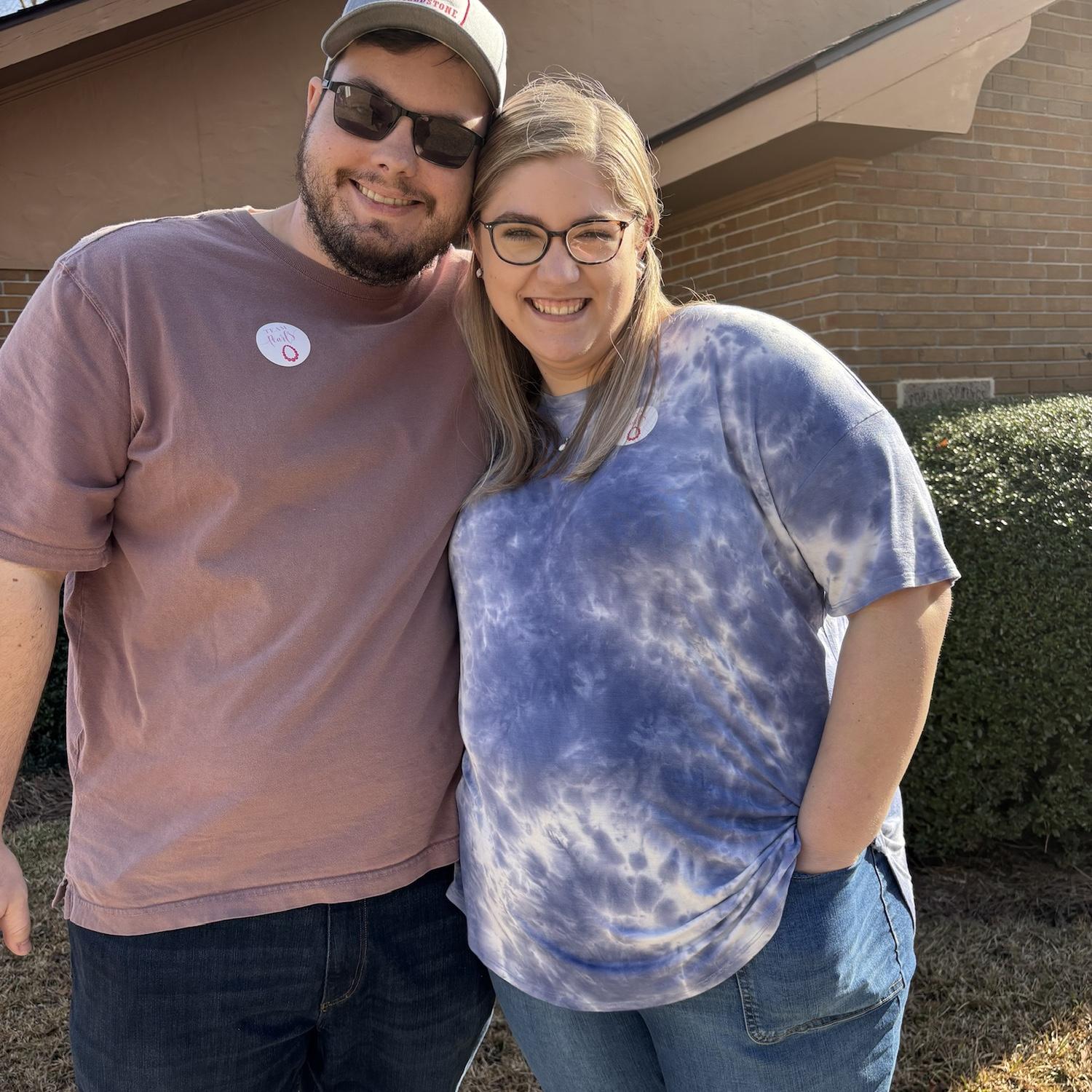 Our very 1st picture together at the gender reveal party for Bryson.