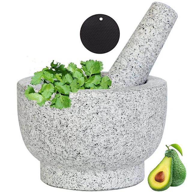 Nutrichef 6'' Original Mortar And Pestle Set - Heavy Duty Unpolished Granite,  2 Cups Capacity : Target