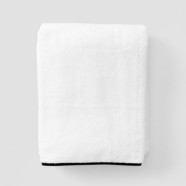Piped Edge Bath Sheet - Light Blue on White