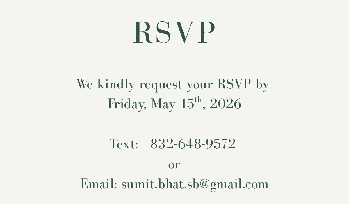 The Wedding Website of Sumit Bhat and Vanessa Fowlkes