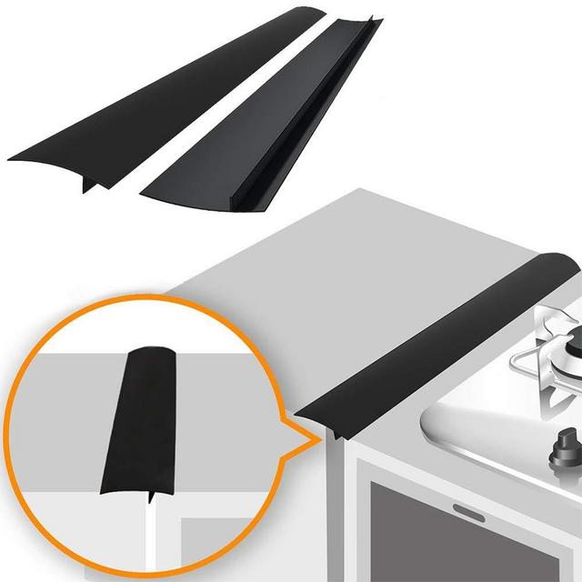 Linda's Silicone Stove Gap Covers (2 Pack), Heat Resistant Oven Gap Filler Seals Gaps Between Stovetop and Counter, Easy to Clean (25 Inches, Black)