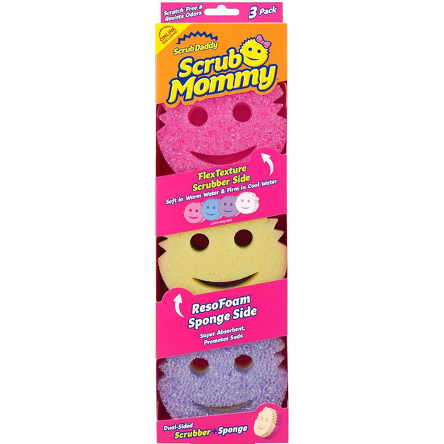 Scrub Mommy Kitchen Sponges - Dual-Sided Dish Sponges for Scrubbing - Non-Scratch Cleaning Sponges for Washing Dishes, Bathroom & Multi-Surface Cleaning - Online Exclusive (3 Count)
