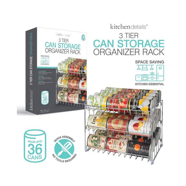 Kitchen Details 3 Tier Can Storage Organizer Rack