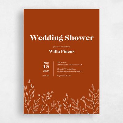 Dark Rust, Orange Wedding Wedding Shower Invitation - Sylvan Portrait