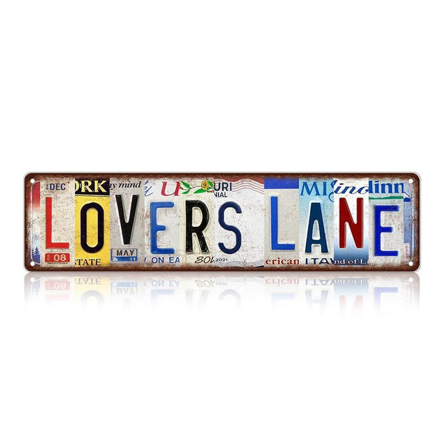 Vintage Lovers Lane Metal Tin Signs Street Signs for Bedroom Room Wall Decor 16 x 4 Inches