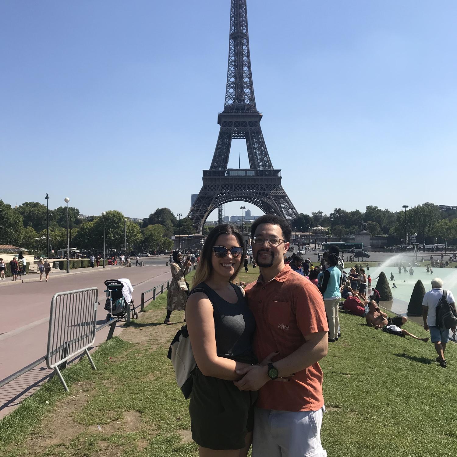 Taylor's bucket list trip to Paris, Justin endured this picture so that he could get to the crepe stand just out of frame.