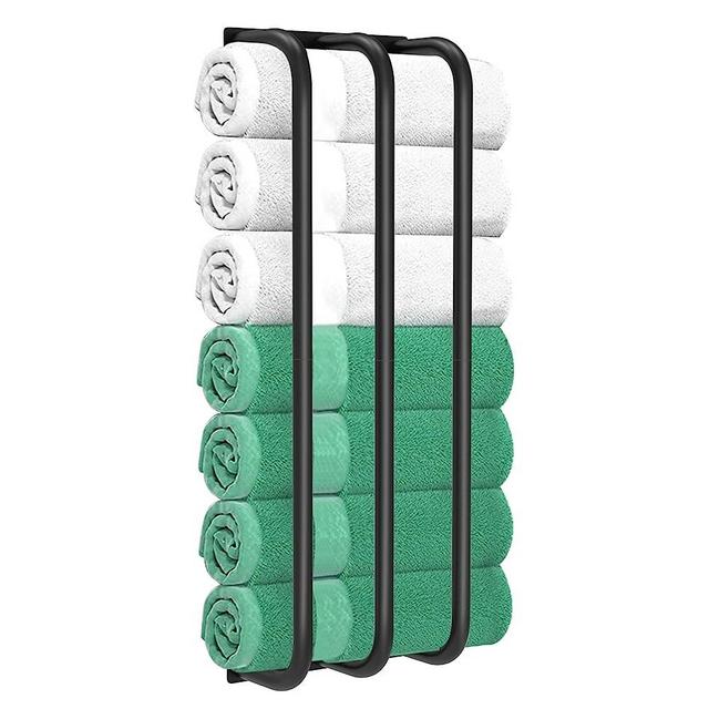 FoverOne Wall Towel Rack for Rolled Towels, 3-Bar Towel Holder Wall Mounted, Bathroom Wall Towel Storage - Black